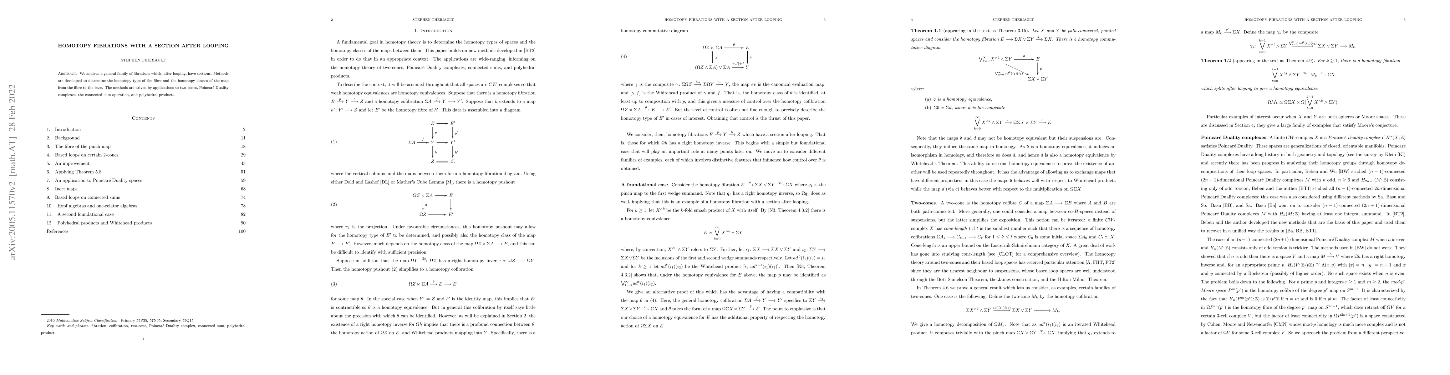 Thumbnail for Homotopy fibrations with a section after looping