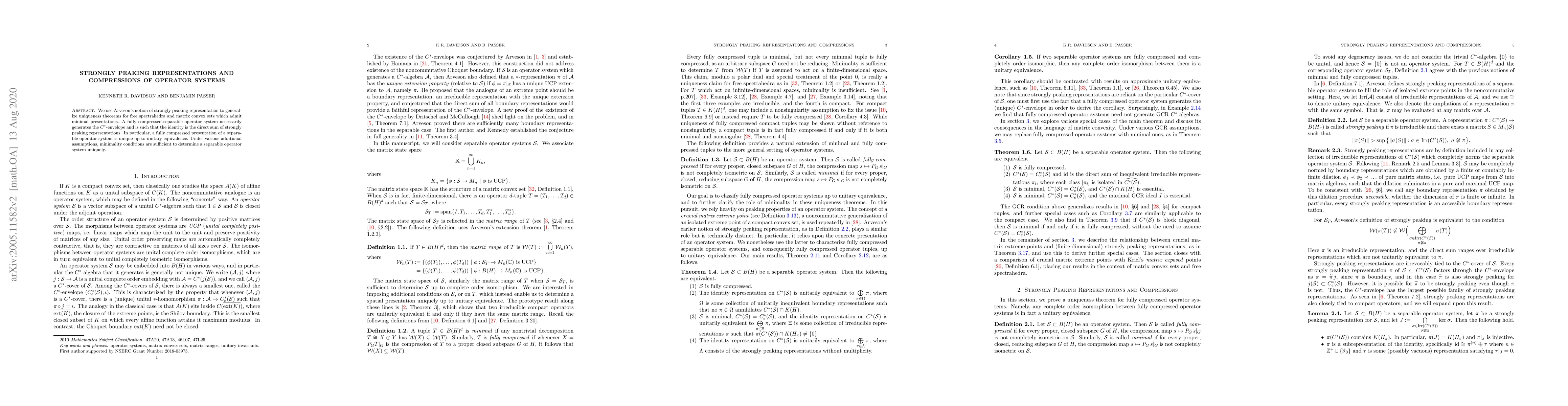Thumbnail for Strongly peaking representations and compressions of operator systems