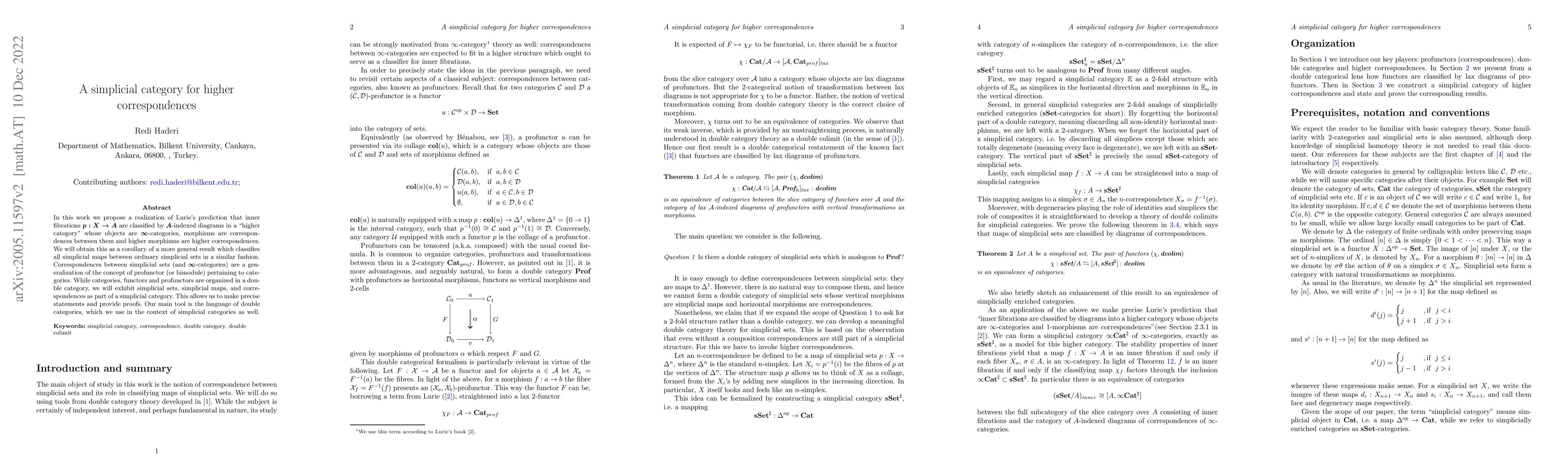 Thumbnail for A simplicial category for higher correspondences
