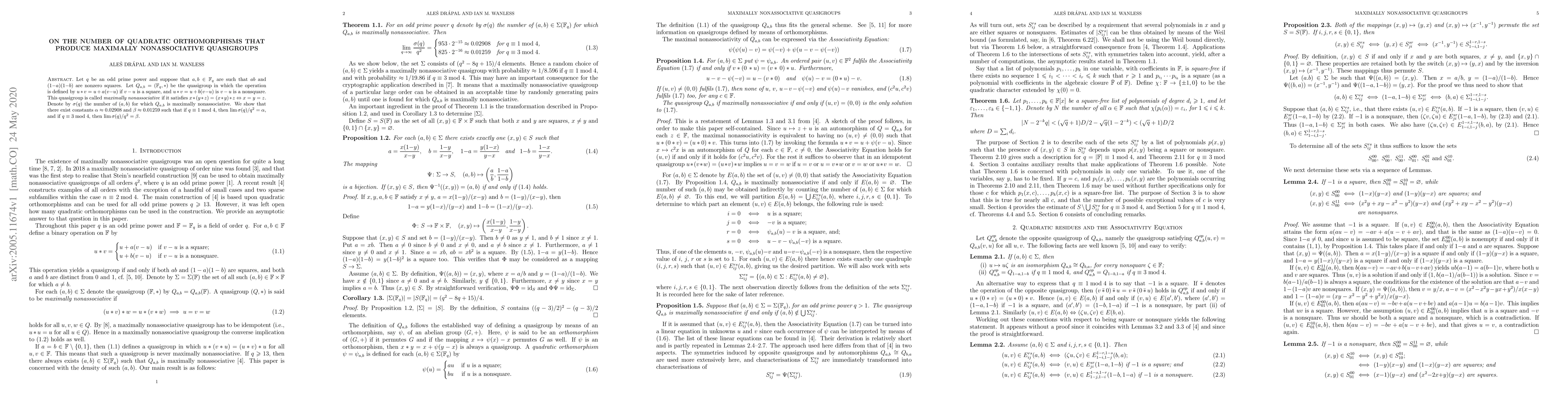 Thumbnail for On the number of quadratic orthomorphisms that produce maximally
  nonassociative quasigroups