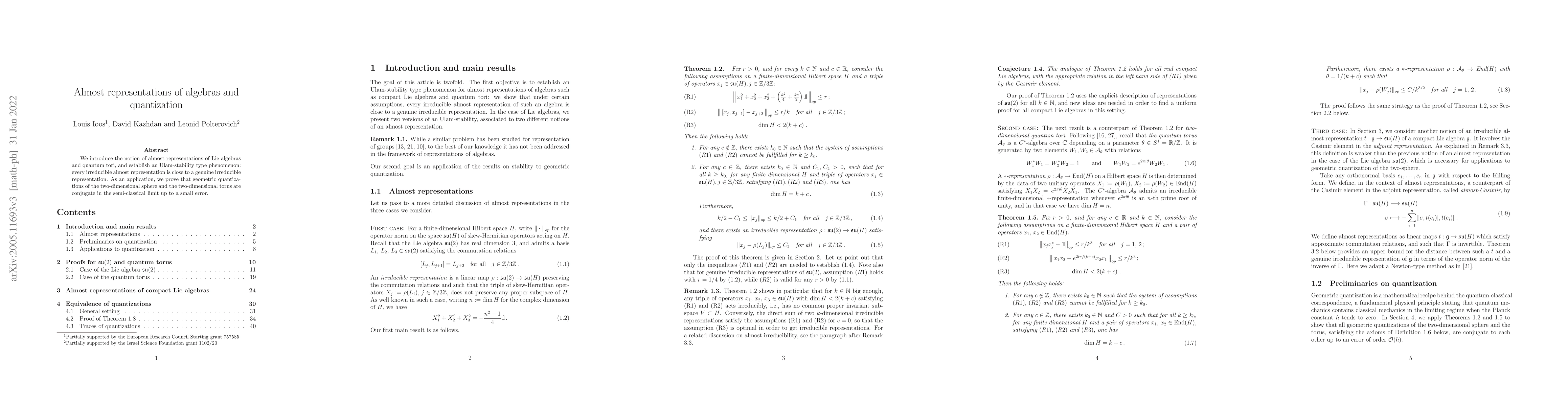 Thumbnail for Almost representations of algebras and quantization