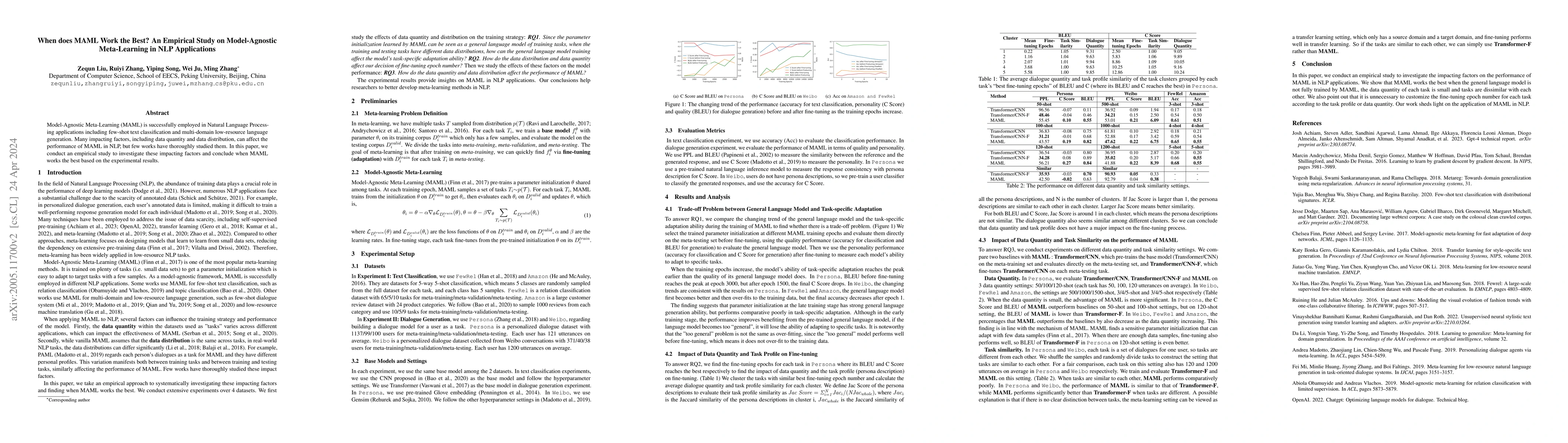 Thumbnail for When does MAML Work the Best? An Empirical Study on Model-Agnostic
  Meta-Learning in NLP Applications