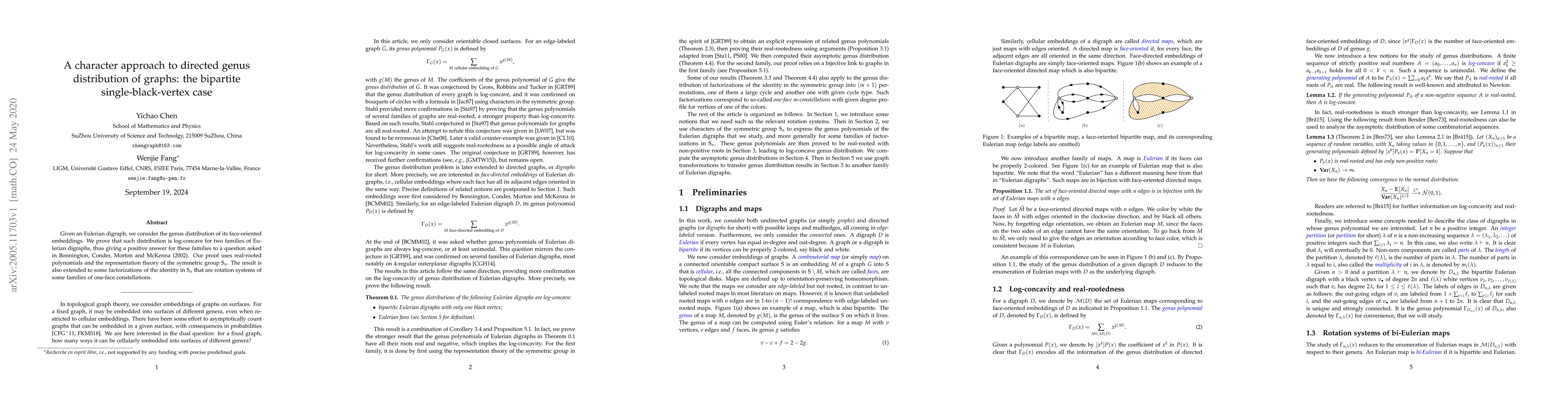 Thumbnail for A character approach to directed genus distribution of graphs: the
  bipartite single-black-vertex case