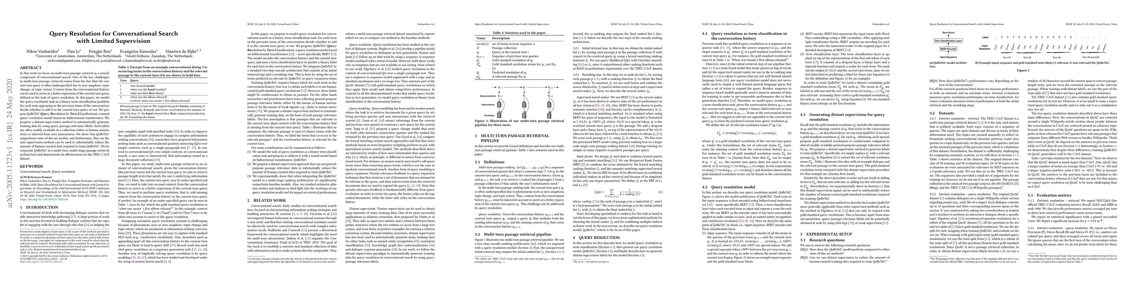 Thumbnail for Query Resolution for Conversational Search with Limited Supervision