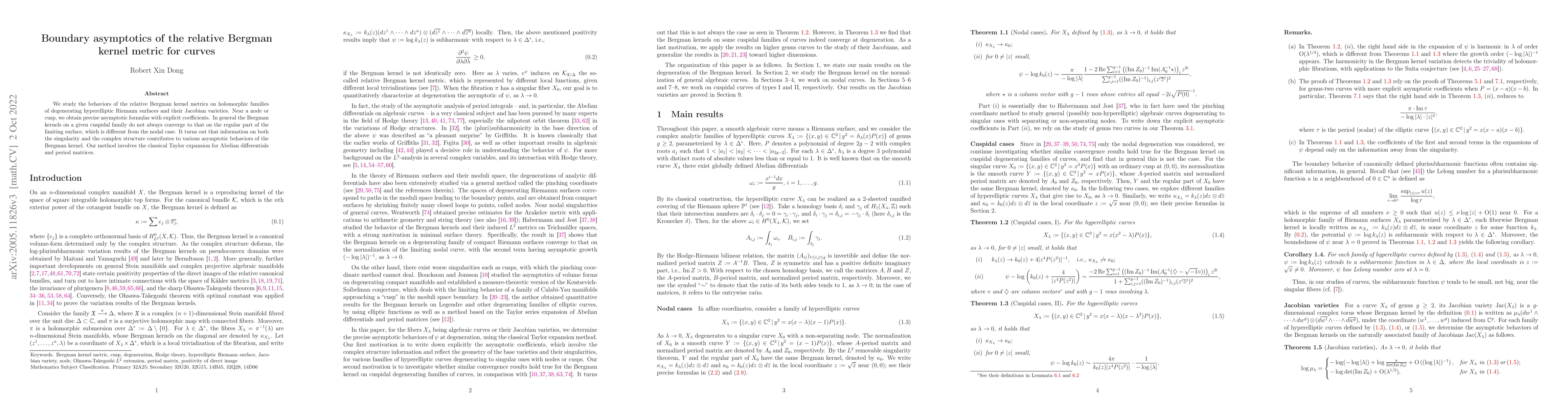 Thumbnail for Boundary asymptotics of the relative Bergman kernel metric for curves