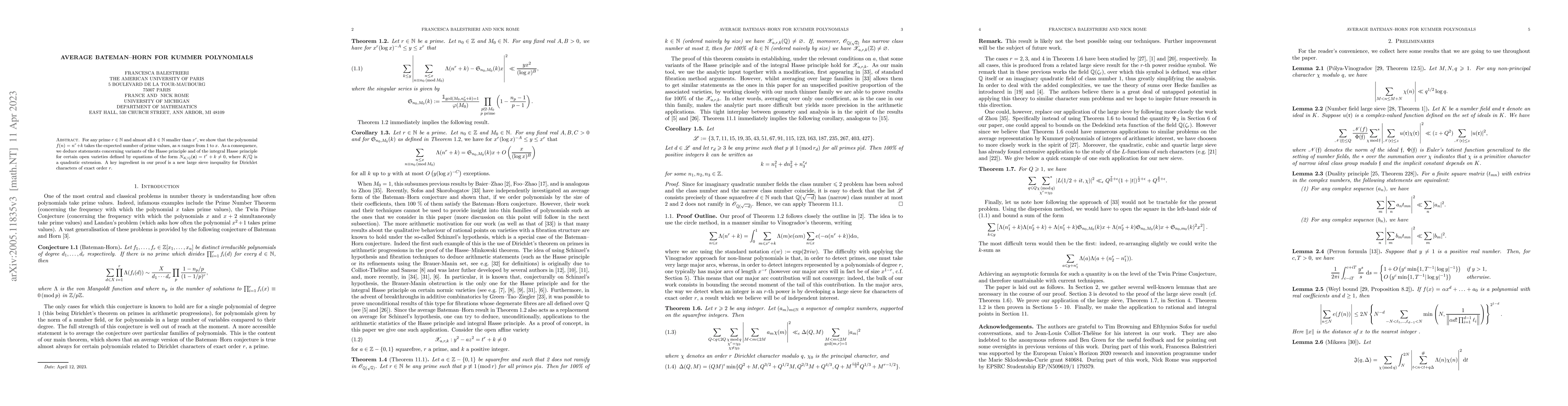 Thumbnail for Average Bateman--Horn for Kummer polynomials