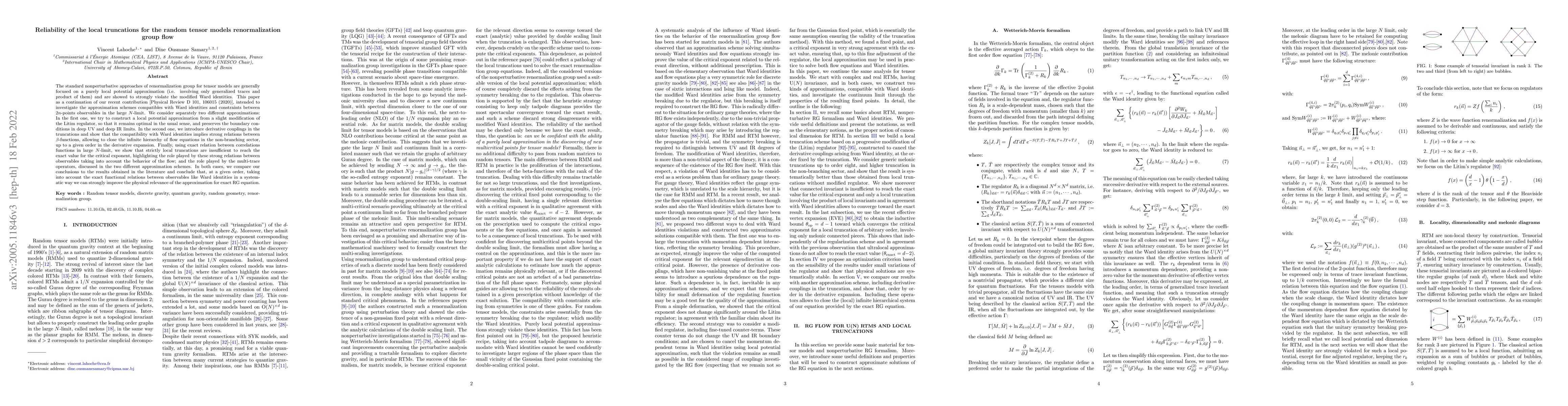 Thumbnail for Reliability of the local truncations for the random tensor models
  renormalization group flow