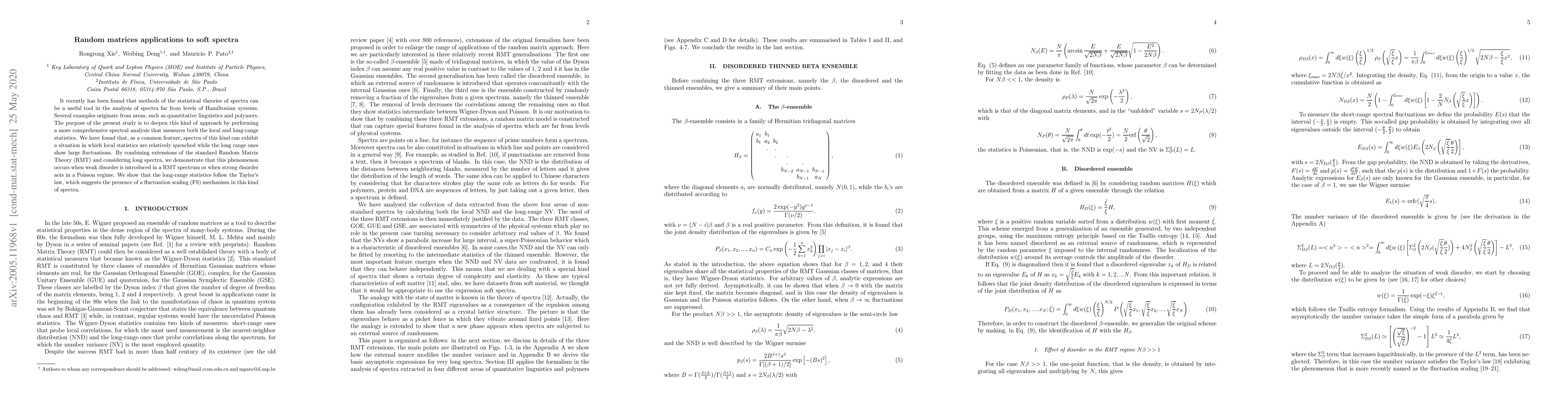 Thumbnail for Random matrices applications to soft spectra