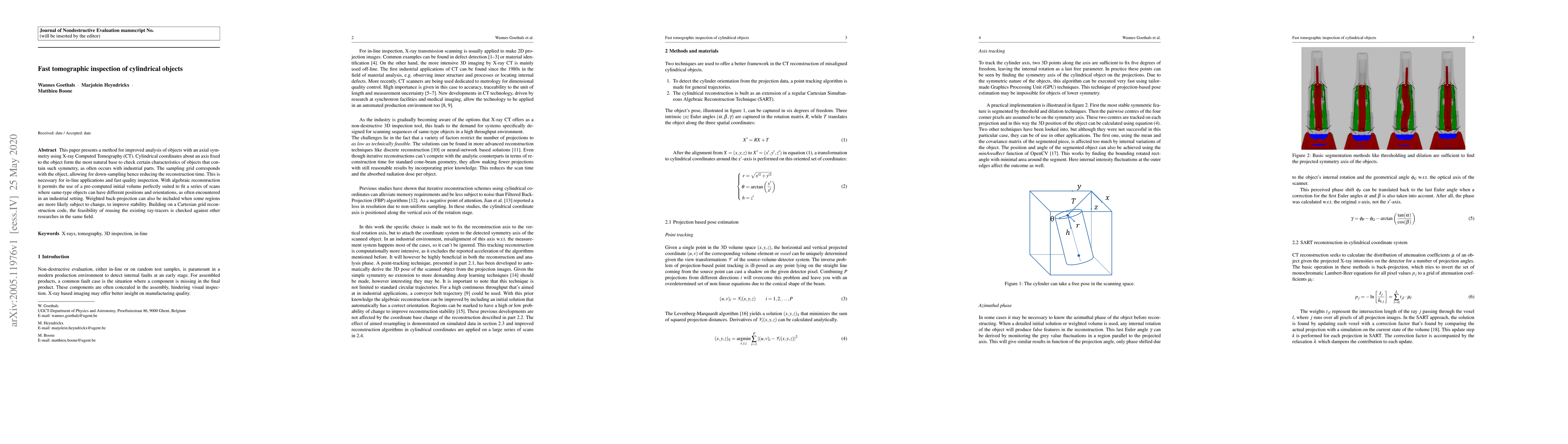 Thumbnail for Fast tomographic inspection of cylindrical objects