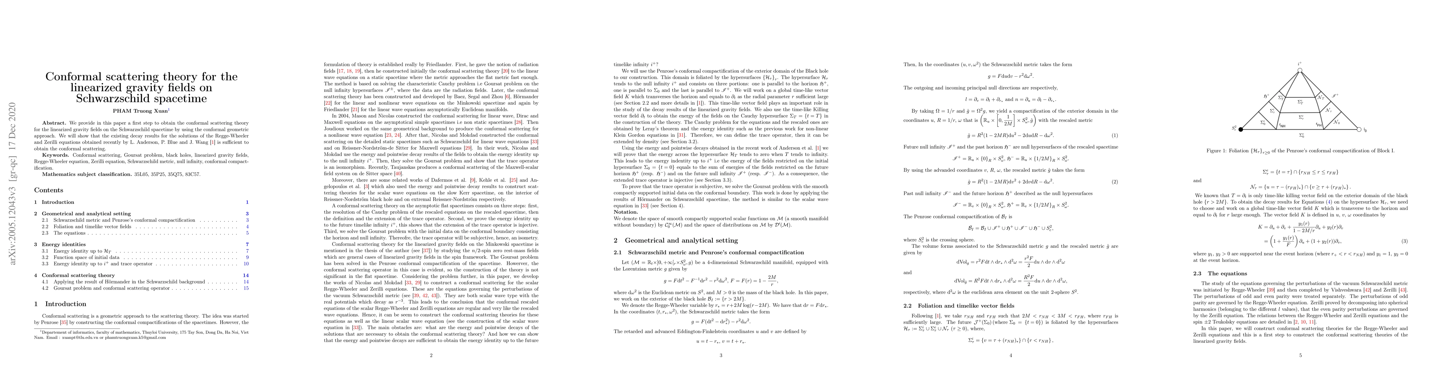 Thumbnail for Conformal scattering theory for the linearized gravity fields on
  Schwarzschild spacetime