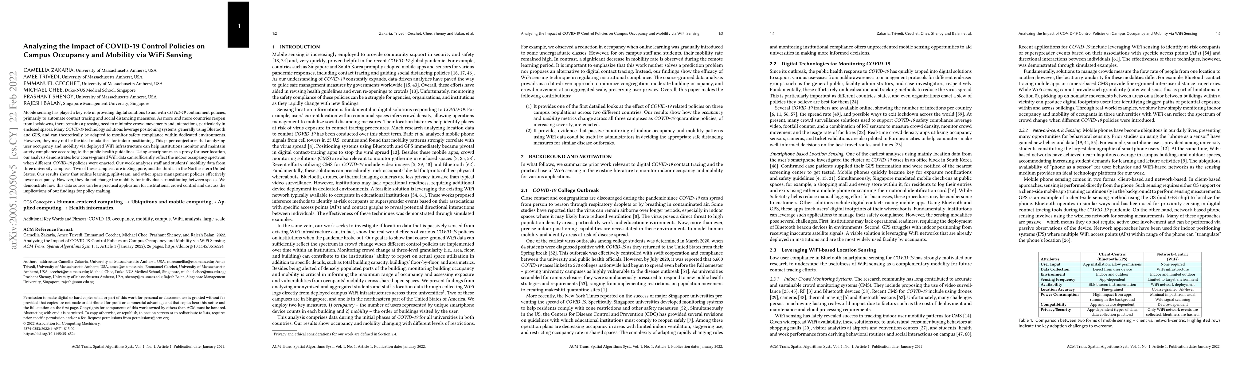 Thumbnail for Analyzing the Impact of Covid-19 Control Policies on Campus Occupancy
  and Mobility via Passive WiFi Sensing