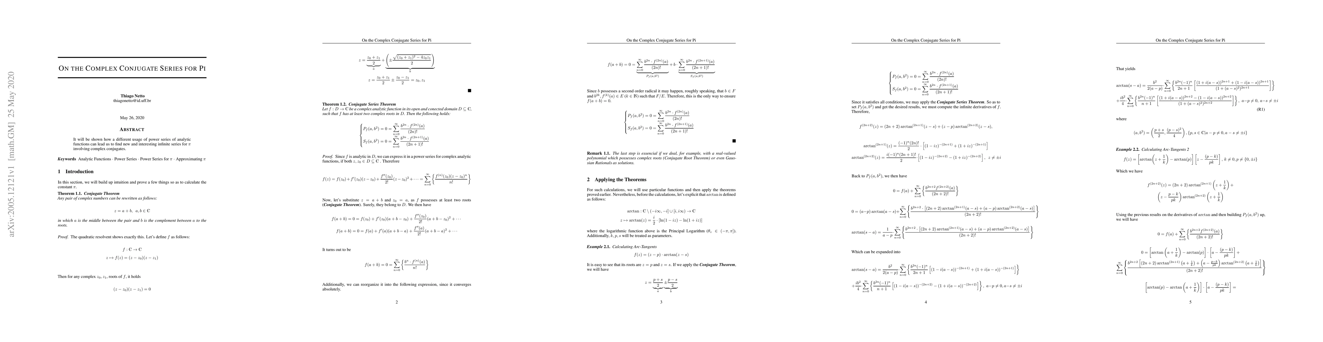 Thumbnail for On the Complex Conjugate Series for Pi