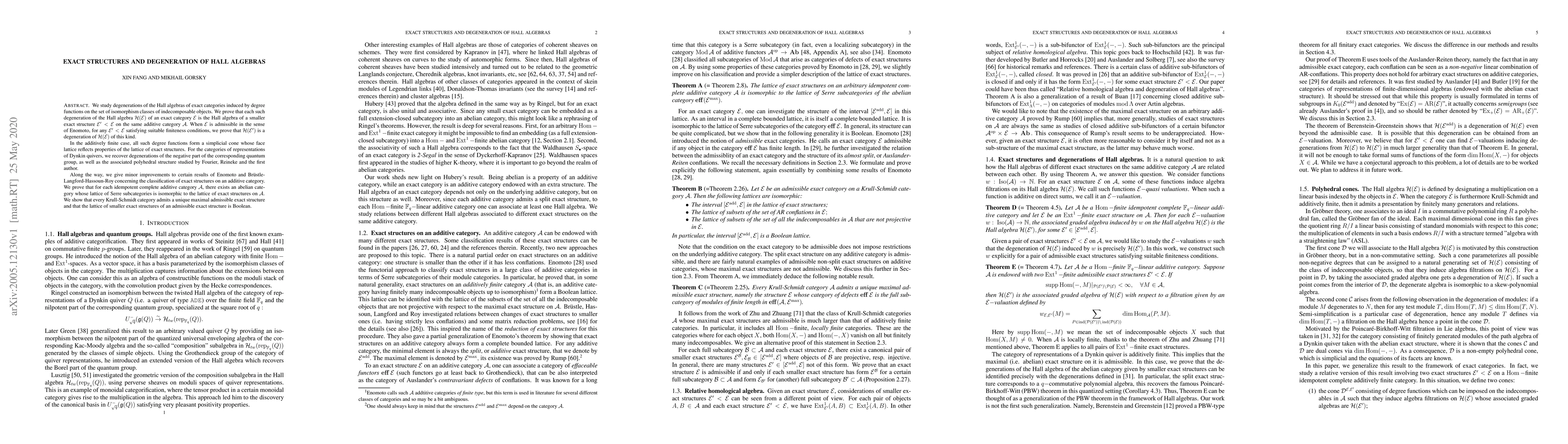 Thumbnail for Exact structures and degeneration of Hall algebras