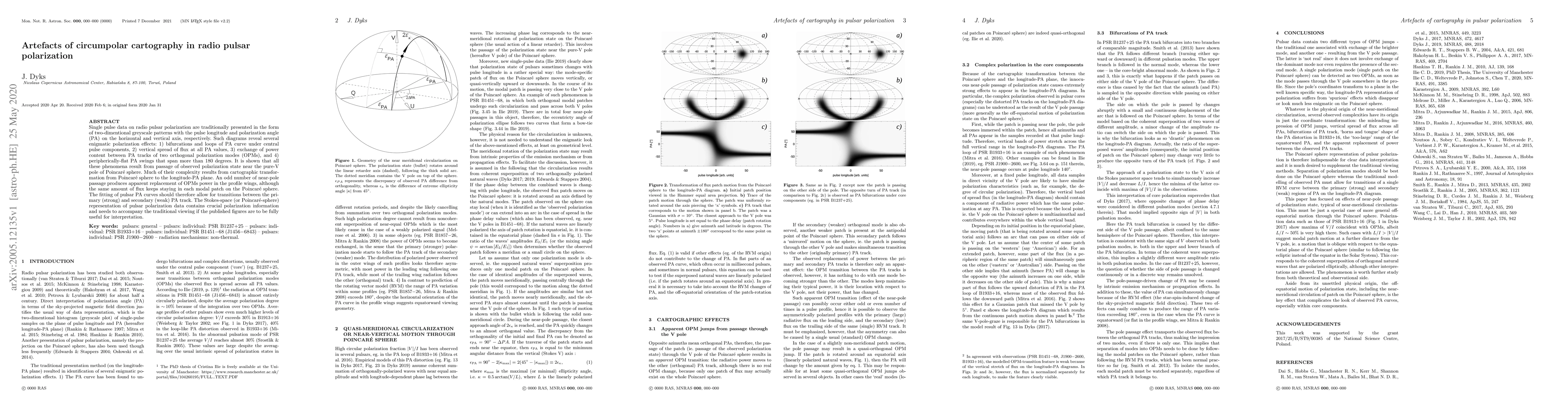 Thumbnail for Artefacts of circumpolar cartography in radio pulsar polarization