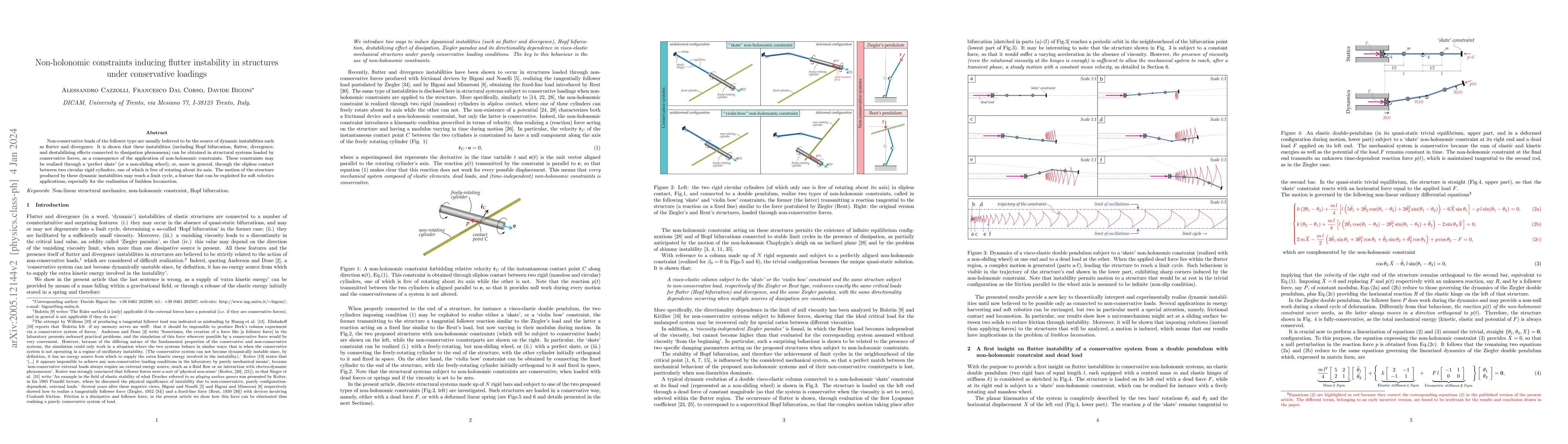 Thumbnail for Non-holonomic constraints inducing flutter insability in structures
  under conservative loadings