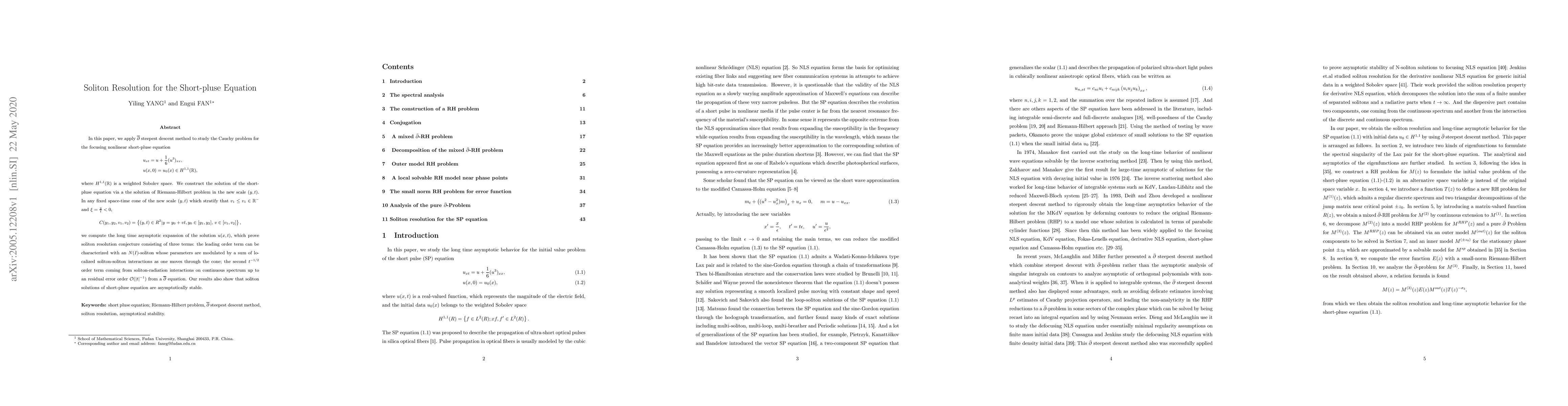 Thumbnail for Soliton Resolution for the Short-pluse Equation
