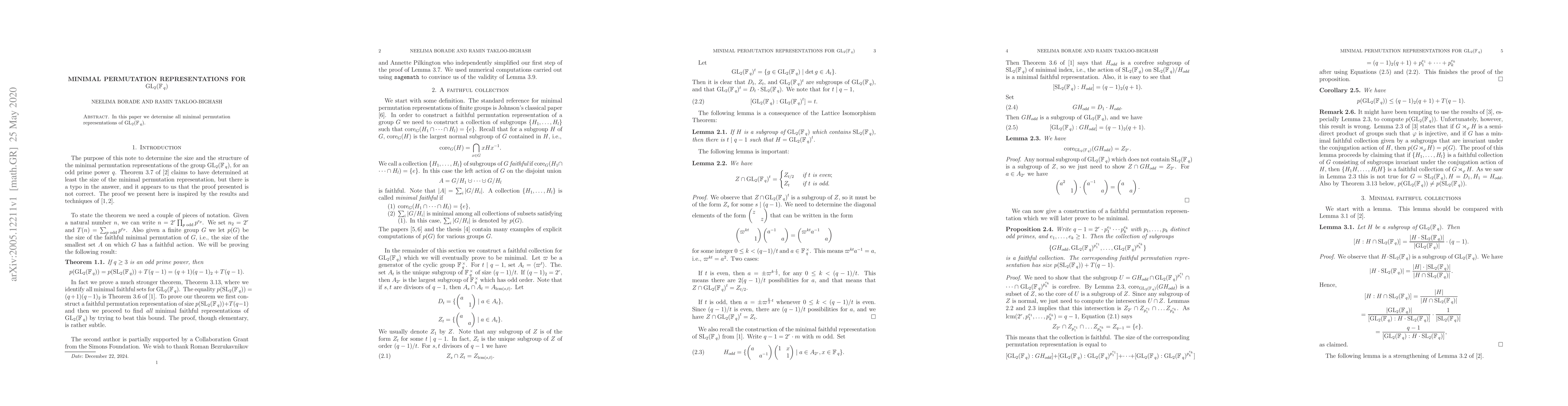 Thumbnail for Minimal permutation representations for ${\rm GL}_2(\mathbb F_q)$