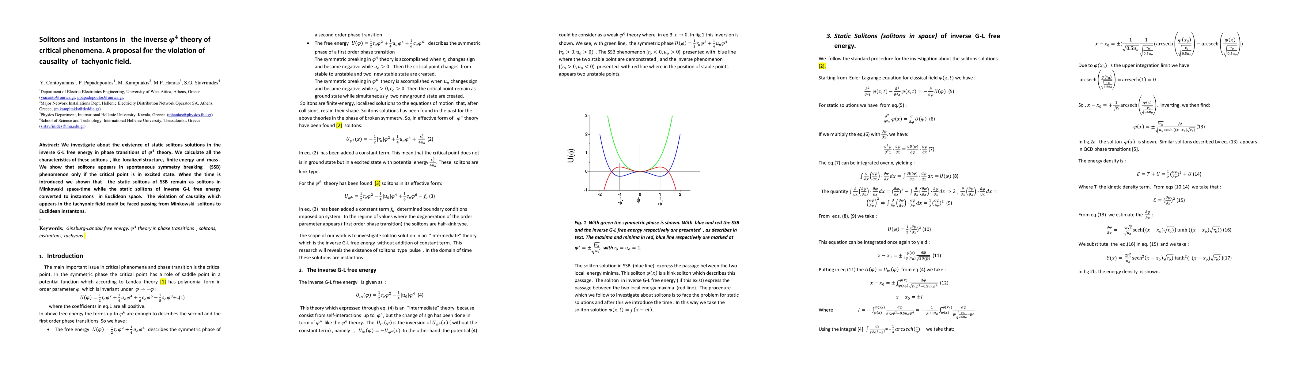 Thumbnail for Solitons and Instantons in the inverse {\phi}4 theory of critical
  phenomena. A proposal for the violation of causality of tachyonic field