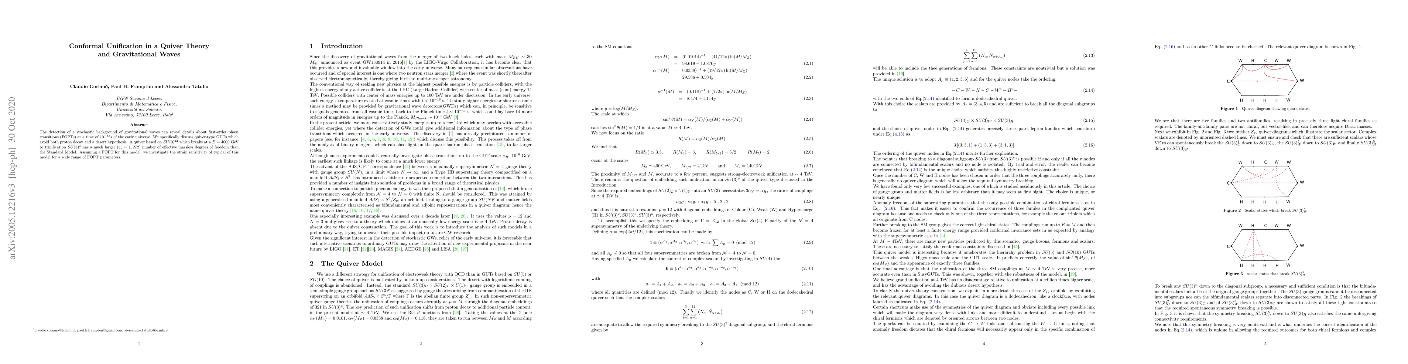 Thumbnail for Conformal Unification in a Quiver Theory and Gravitational Waves
