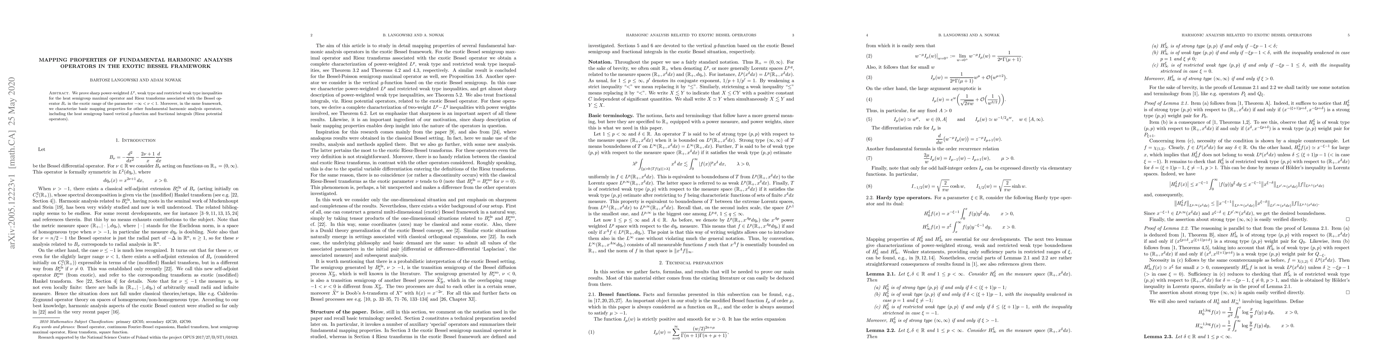Thumbnail for Mapping properties of fundamental harmonic analysis operators in the
  exotic Bessel framework