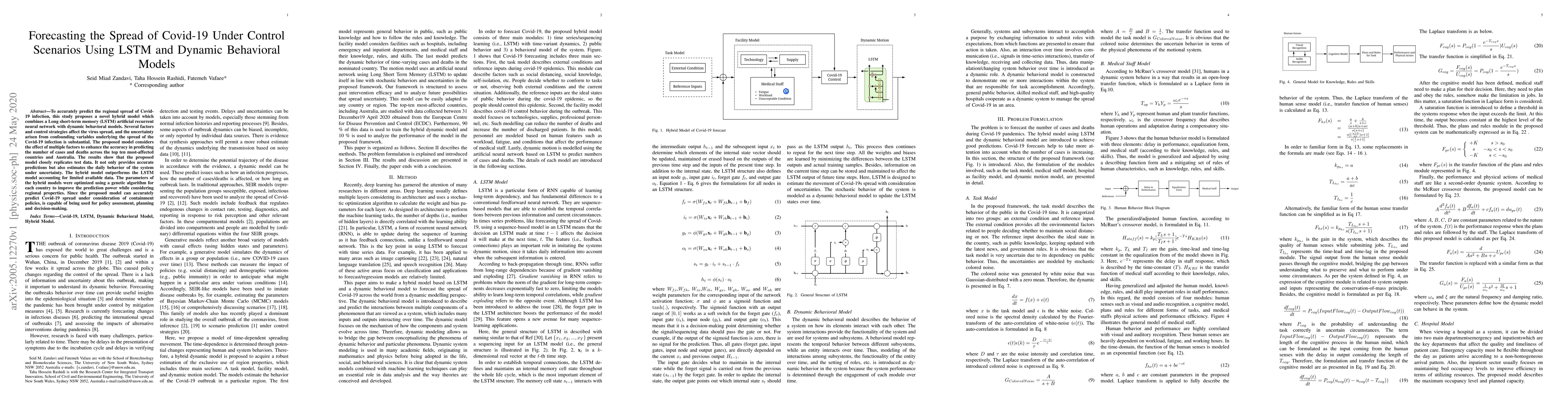 Thumbnail for Forecasting the Spread of Covid-19 Under Control Scenarios Using LSTM
  and Dynamic Behavioral Models