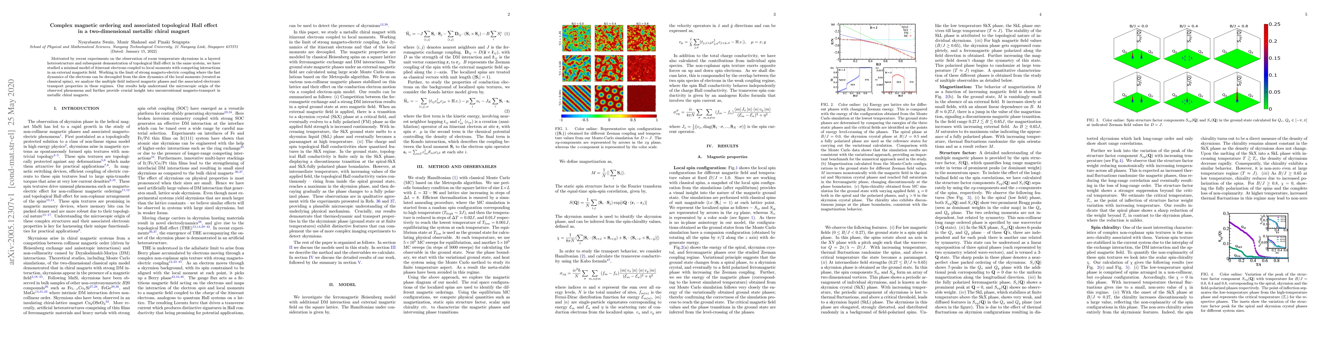Thumbnail for Complex magnetic ordering and associated topological Hall effect in a
  two-dimensional metallic chiral magnet