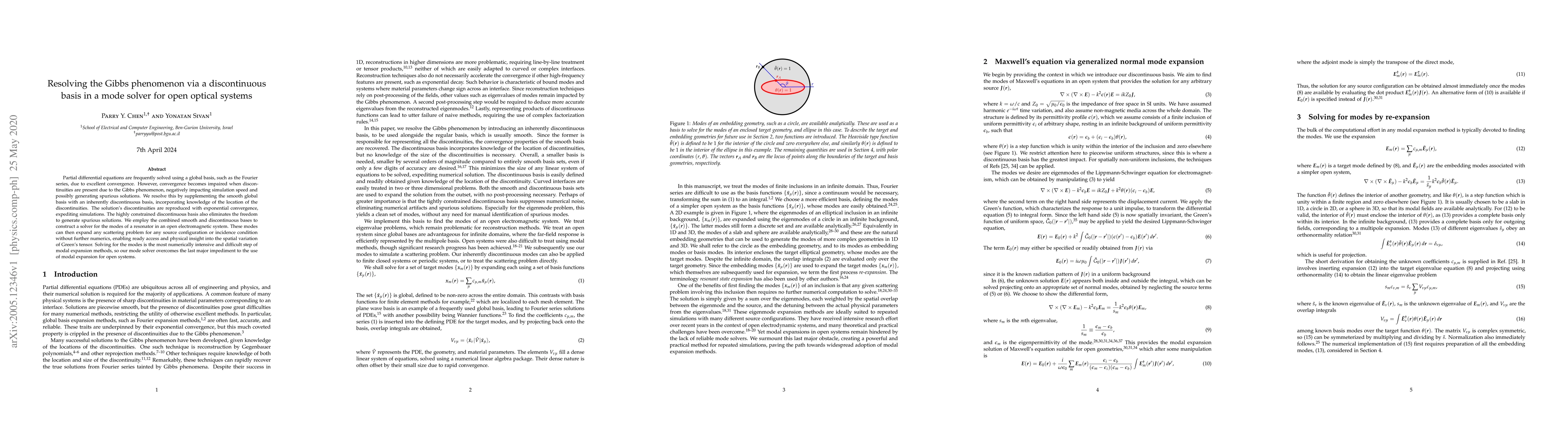 Thumbnail for Resolving the Gibbs phenomenon via a discontinuous basis in a mode
  solver for open optical systems
