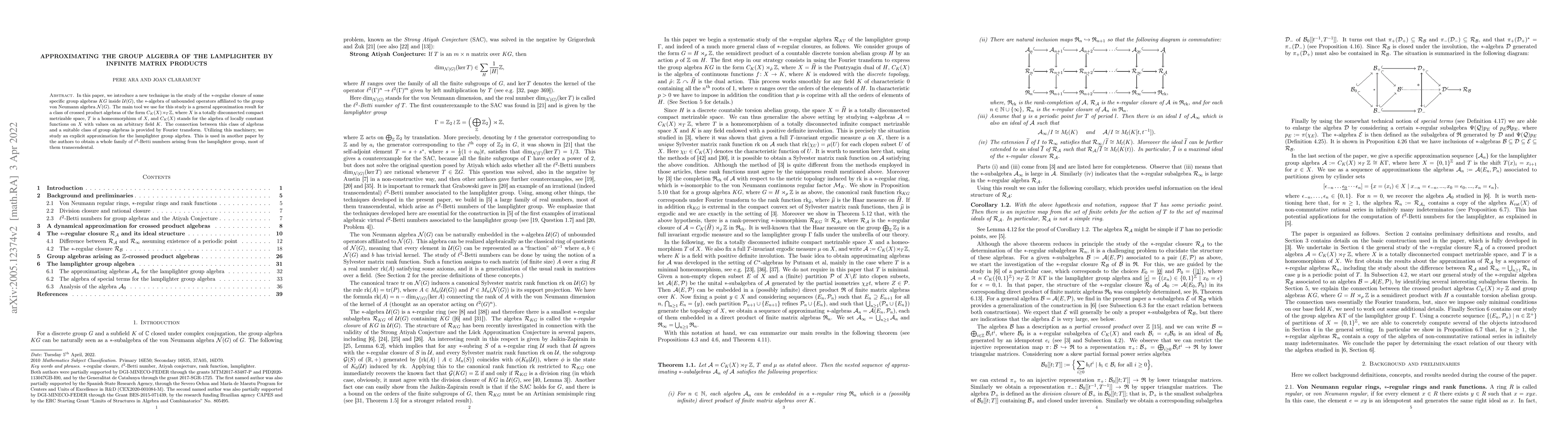 Thumbnail for Approximating the group algebra of the lamplighter by infinite matrix
  products