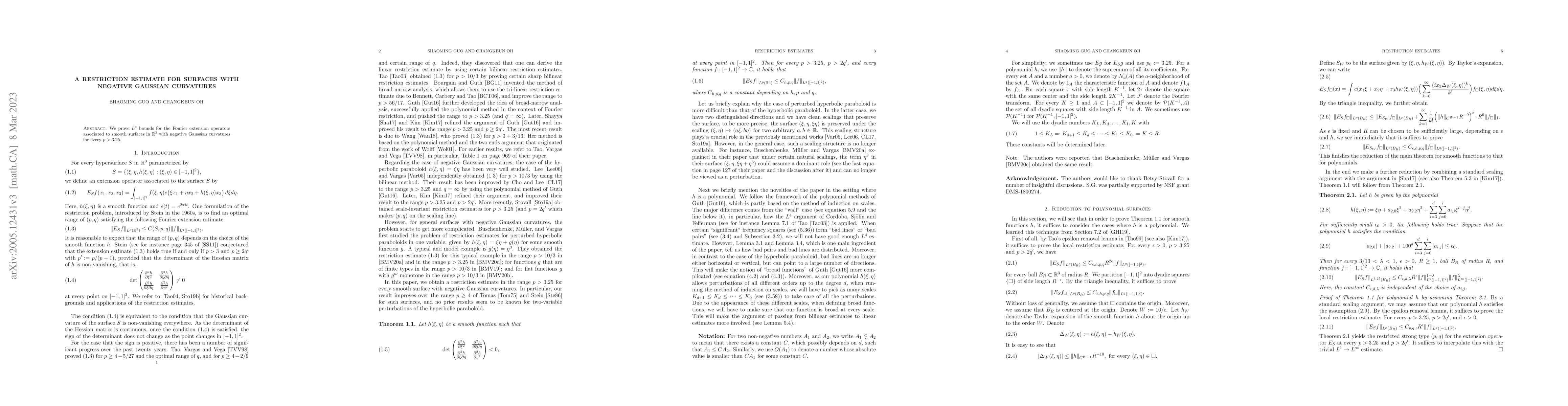 Thumbnail for A restriction estimate for surfaces with negative Gaussian curvatures