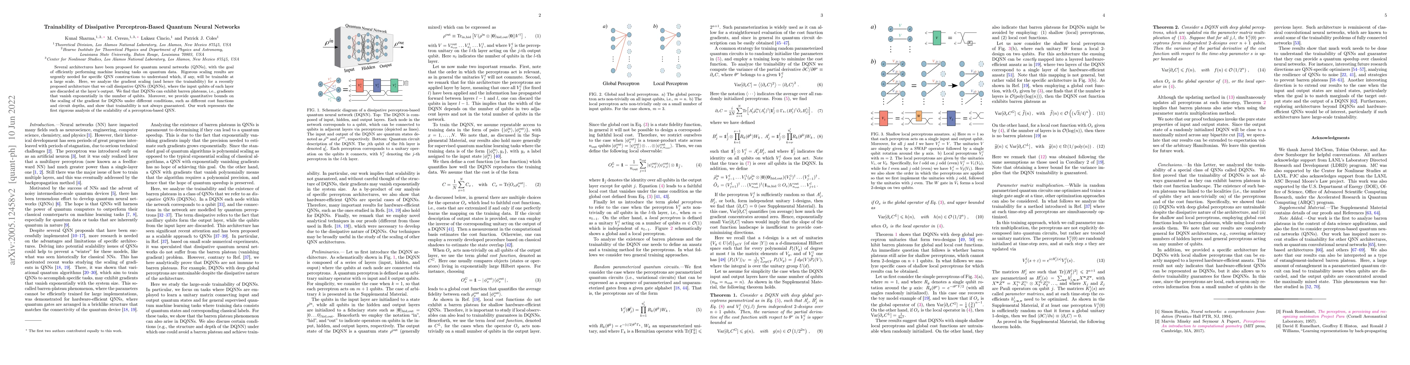 Thumbnail for Trainability of Dissipative Perceptron-Based Quantum Neural Networks