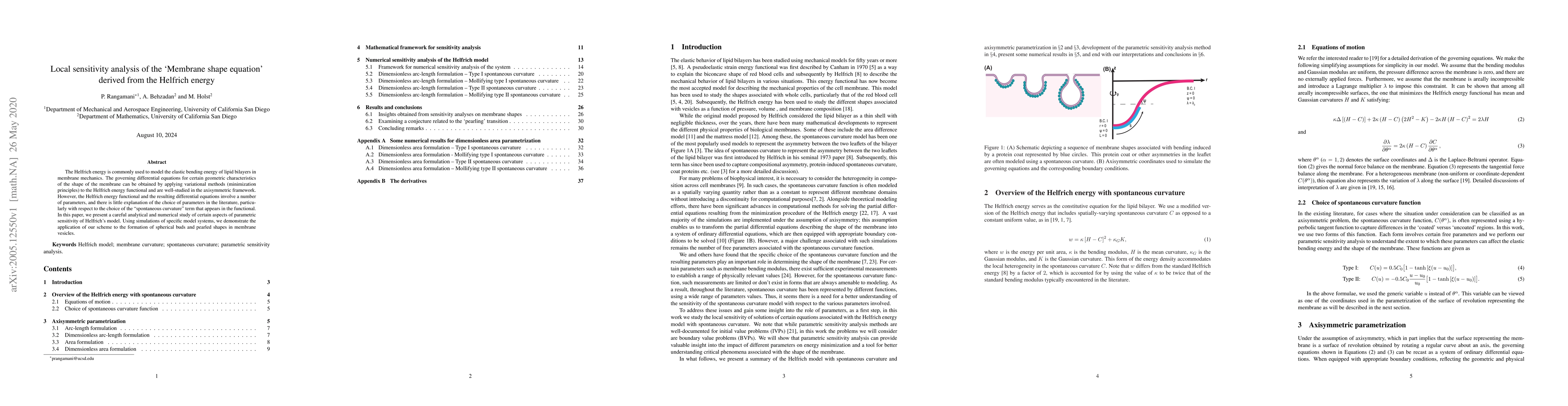Thumbnail for Local sensitivity analysis of the `Membrane shape equation' derived from
  the Helfrich energy