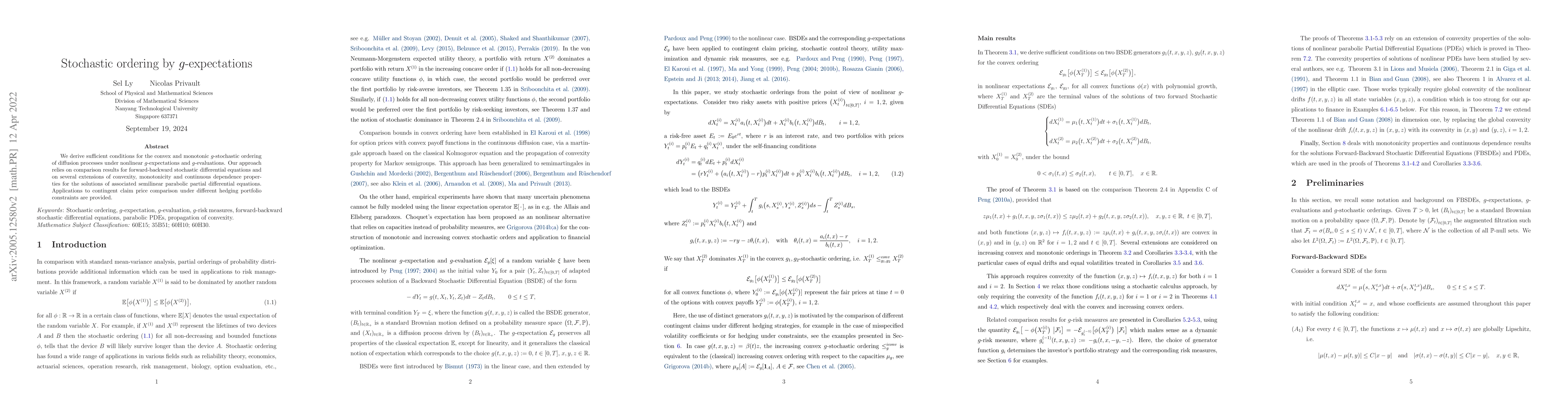 Thumbnail for Stochastic ordering by g-expectations