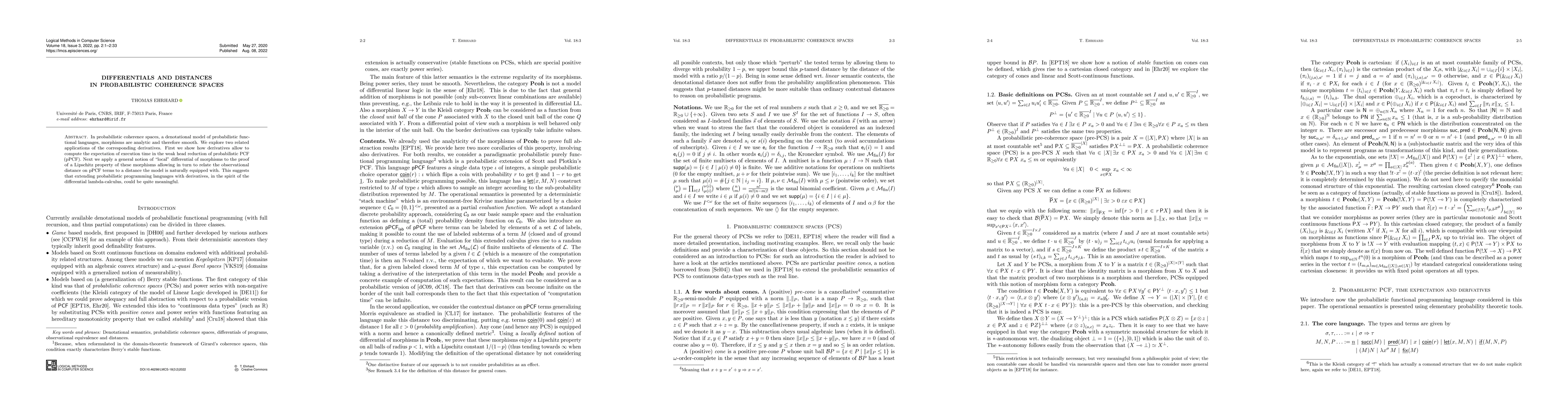 Thumbnail for Differentials and distances in probabilistic coherence spaces