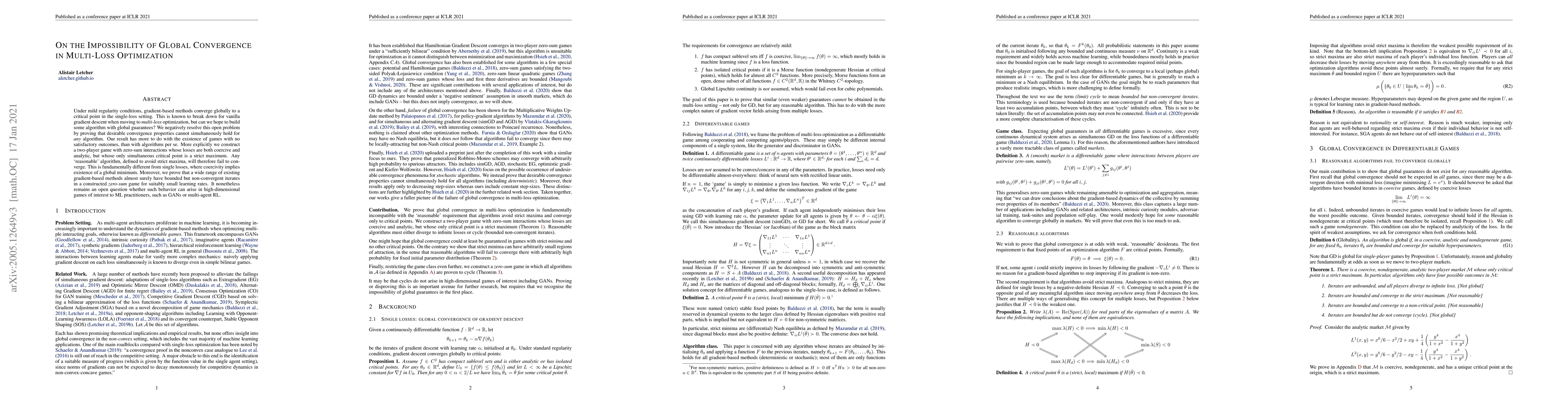 Thumbnail for On the Impossibility of Global Convergence in Multi-Loss Optimization