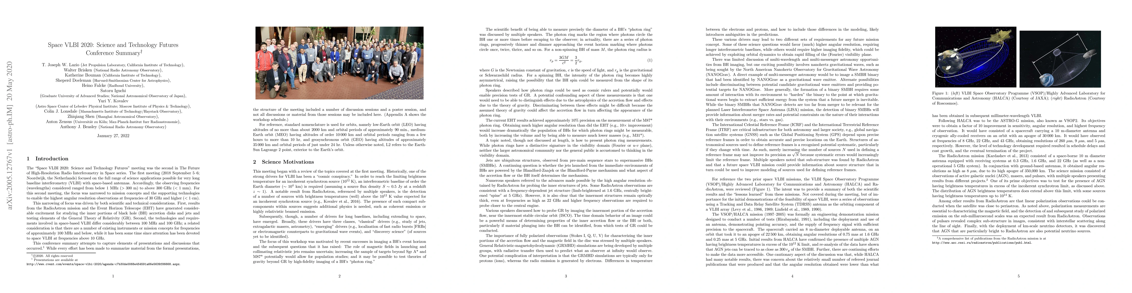 Thumbnail for Space VLBI 2020: Science and Technology Futures Conference Summary