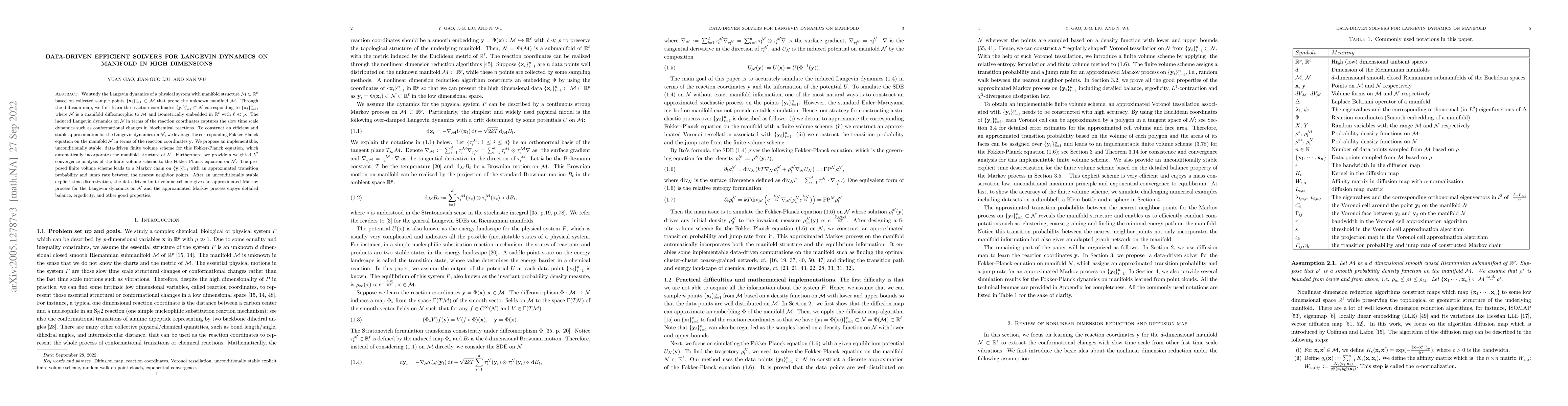 Thumbnail for Data-driven Efficient Solvers for Langevin Dynamics on Manifold in High
  Dimensions