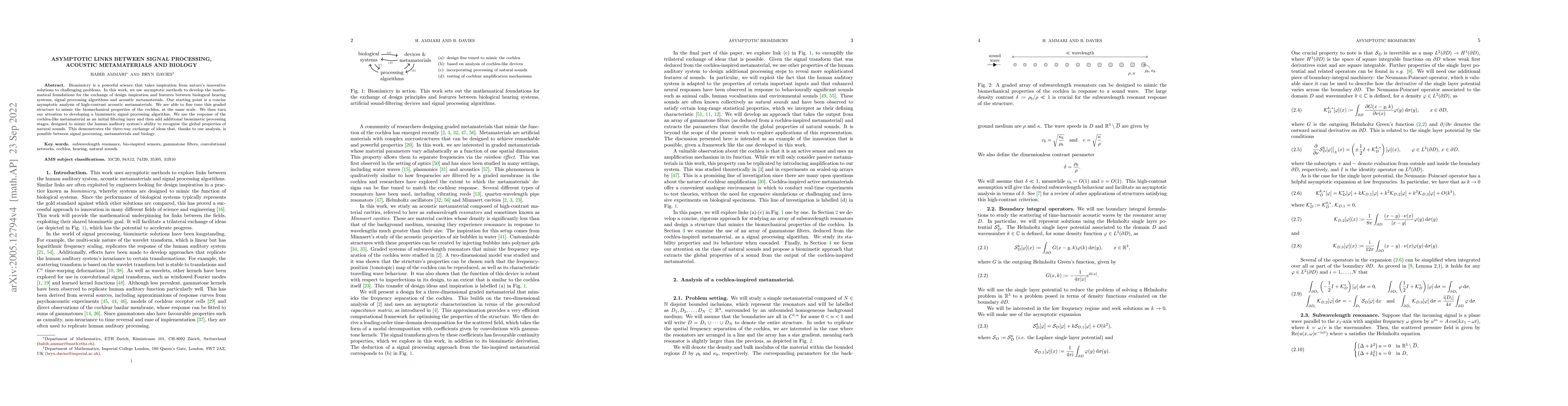 Thumbnail for Asymptotic links between signal processing, acoustic metamaterials and
  biology