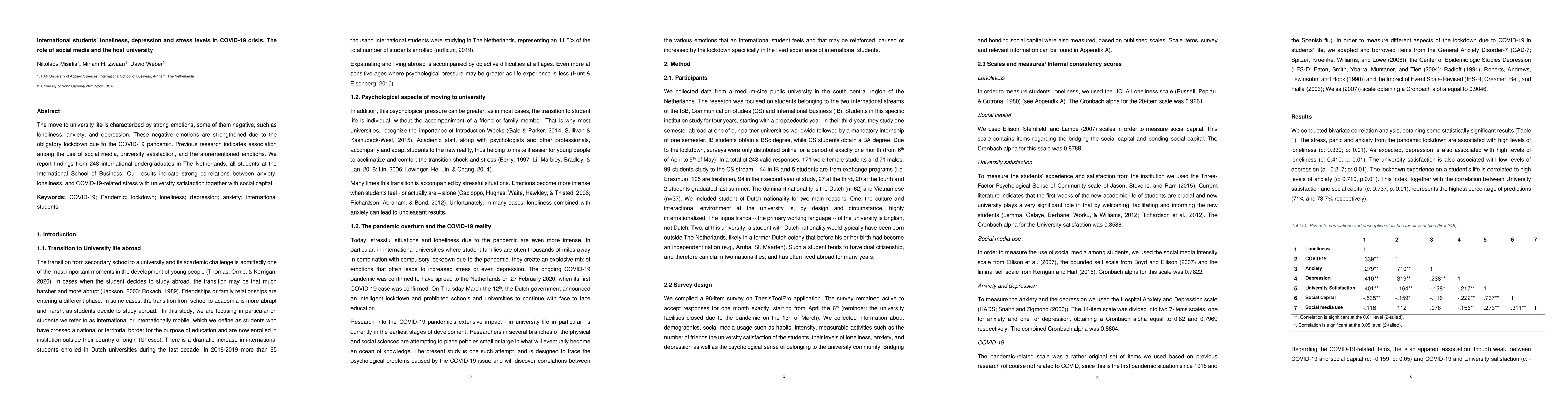 Thumbnail for International students' loneliness, depression and stress levels in
  COVID-19 crisis. The role of social media and the host university
