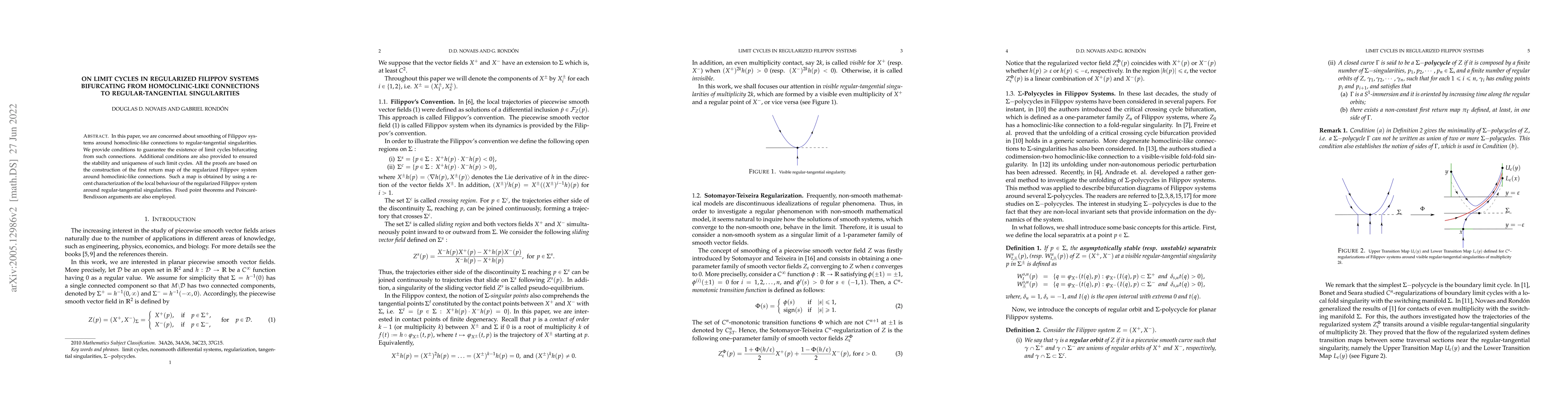 Thumbnail for On limit cycles in regularized Filippov systems bifurcating from
  homoclinic-like connections to regular-tangential singularities