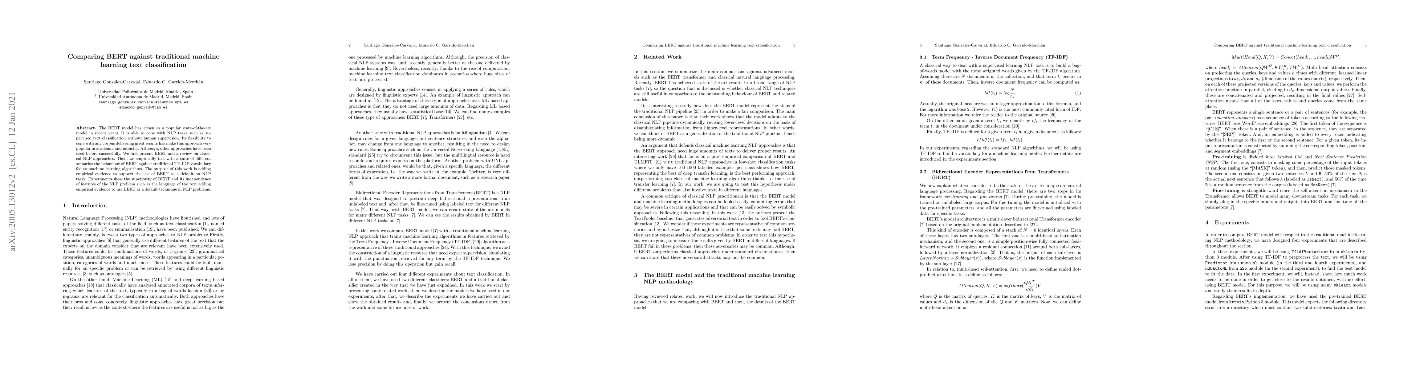 Thumbnail for Comparing BERT against traditional machine learning text classification