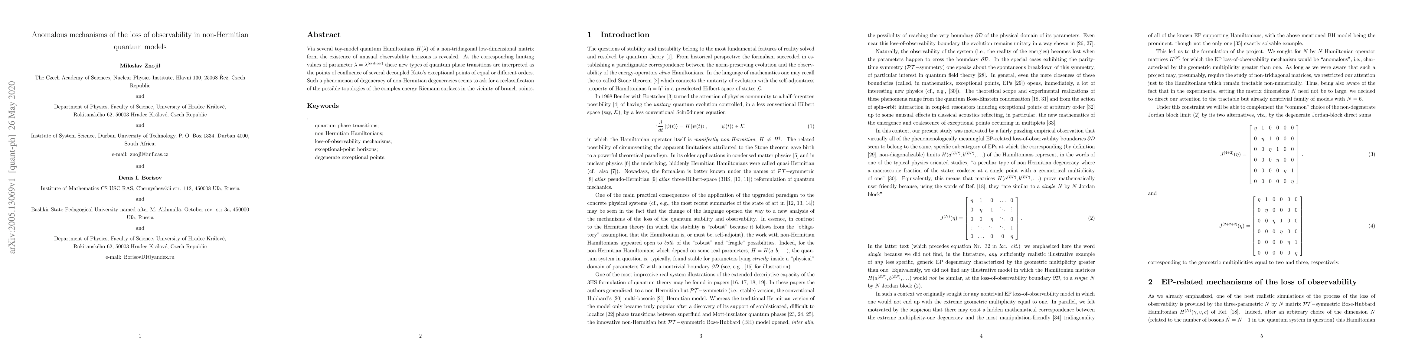 Thumbnail for Anomalous mechanisms of the loss of observability in non-Hermitian
  quantum models
