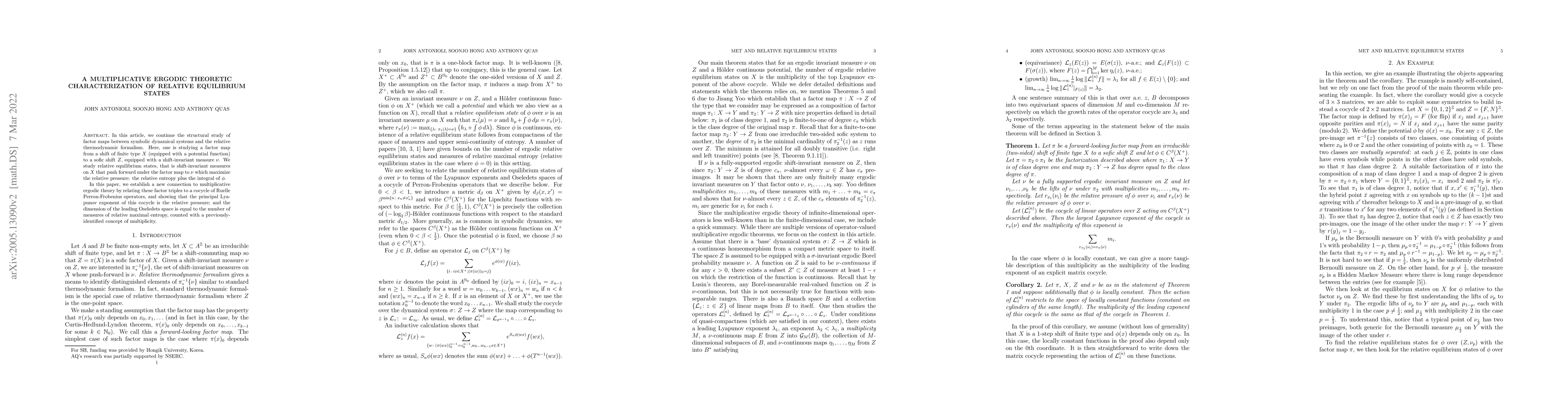 Thumbnail for A multiplicative ergodic theoretic characterization of relative
  equilibrium states