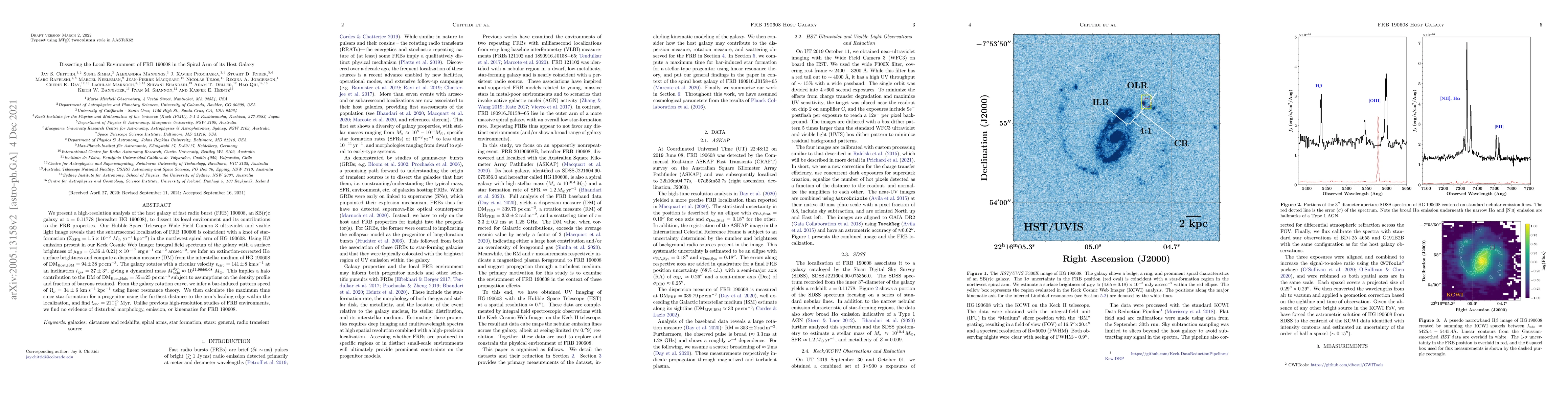 Thumbnail for Dissecting the Local Environment of FRB 190608 in the Spiral Arm of its
  Host Galaxy