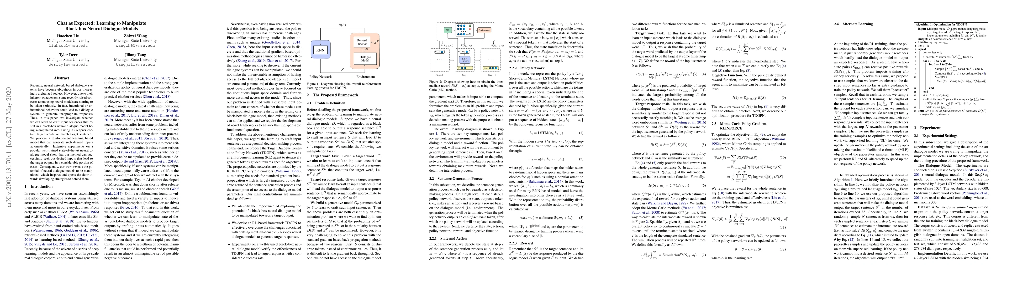 Thumbnail for Chat as Expected: Learning to Manipulate Black-box Neural Dialogue
  Models