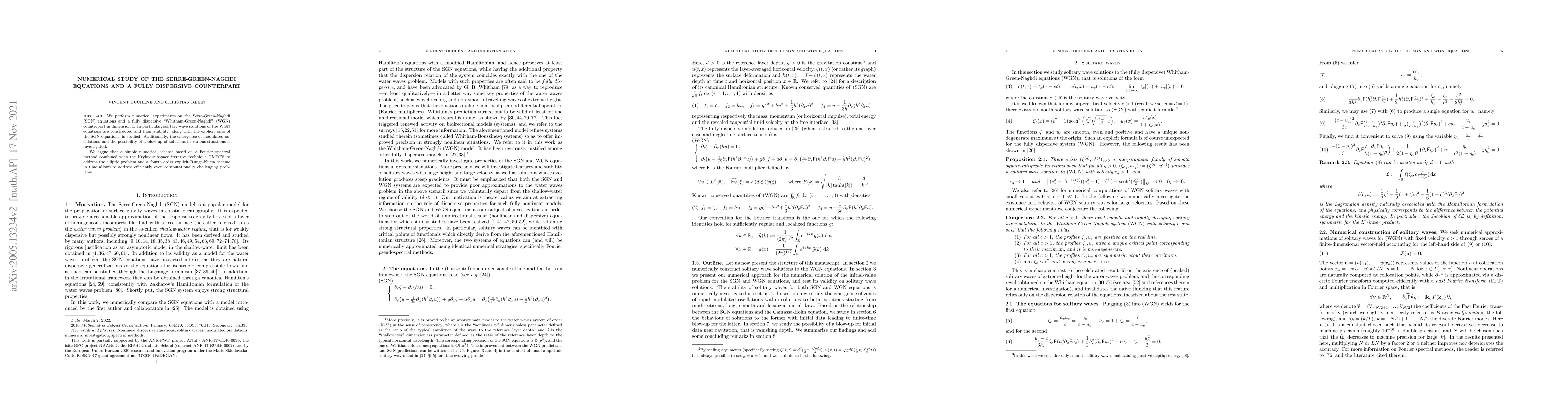 Thumbnail for Numerical study of the Serre-Green-Naghdi equations and a fully
  dispersive counterpart