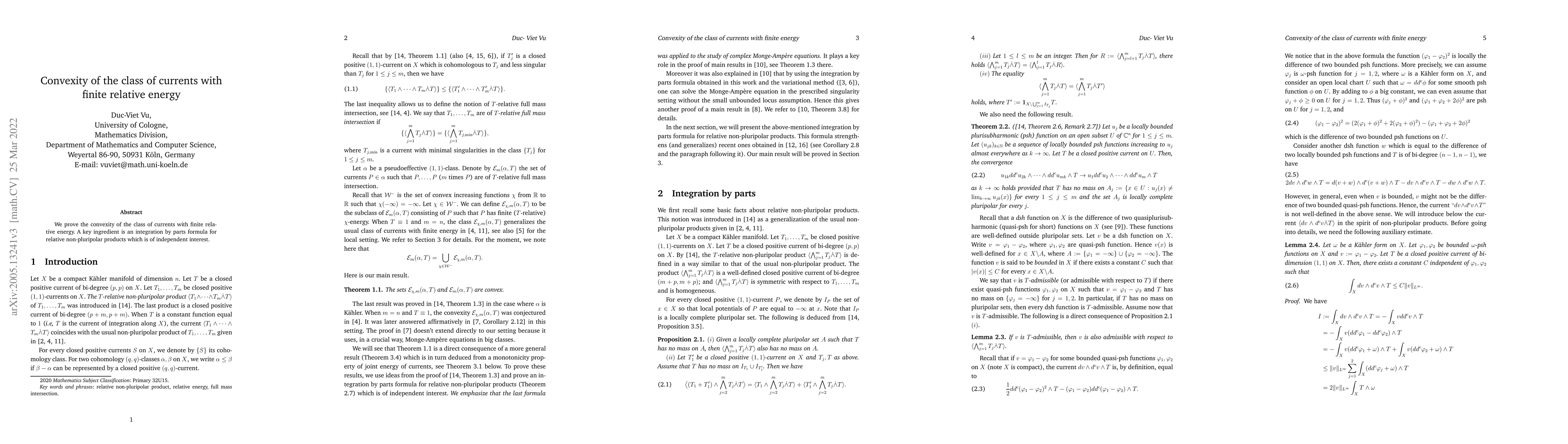 Thumbnail for Convexity of the class of currents with finite relative energy