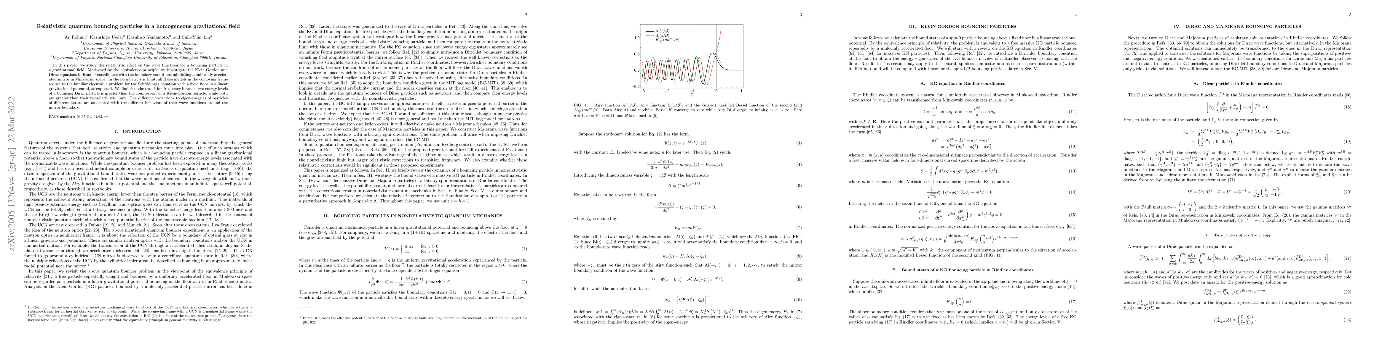 Thumbnail for Relativistic quantum bouncing particles in a homogeneous gravitational
  field