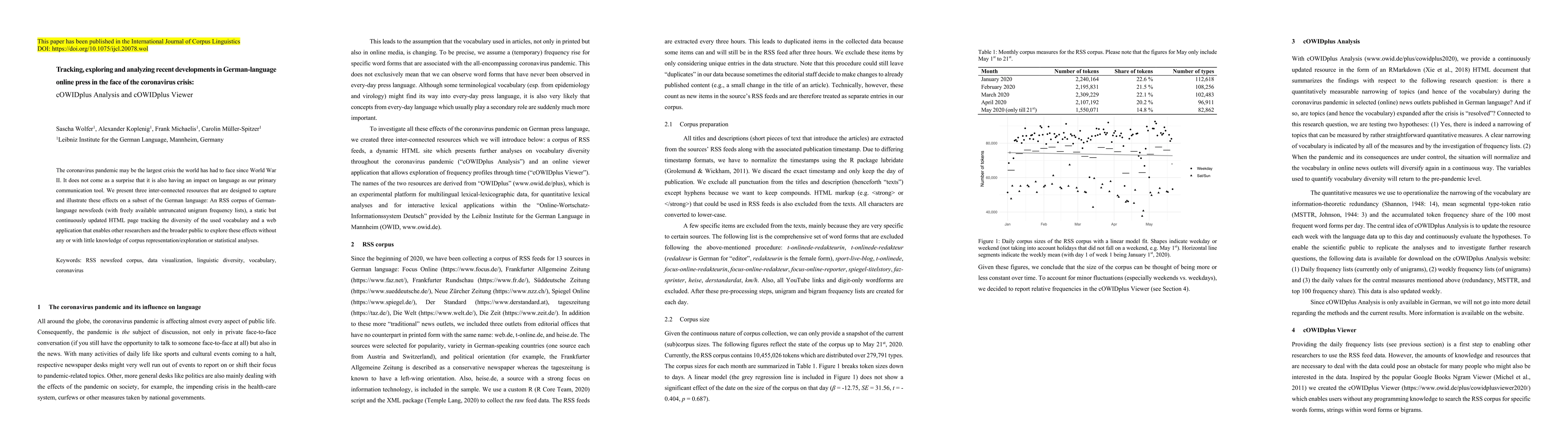Thumbnail for Tracking, exploring and analyzing recent developments in German-language
  online press in the face of the coronavirus crisis: cOWIDplus Analysis and
  cOWIDplus Viewer