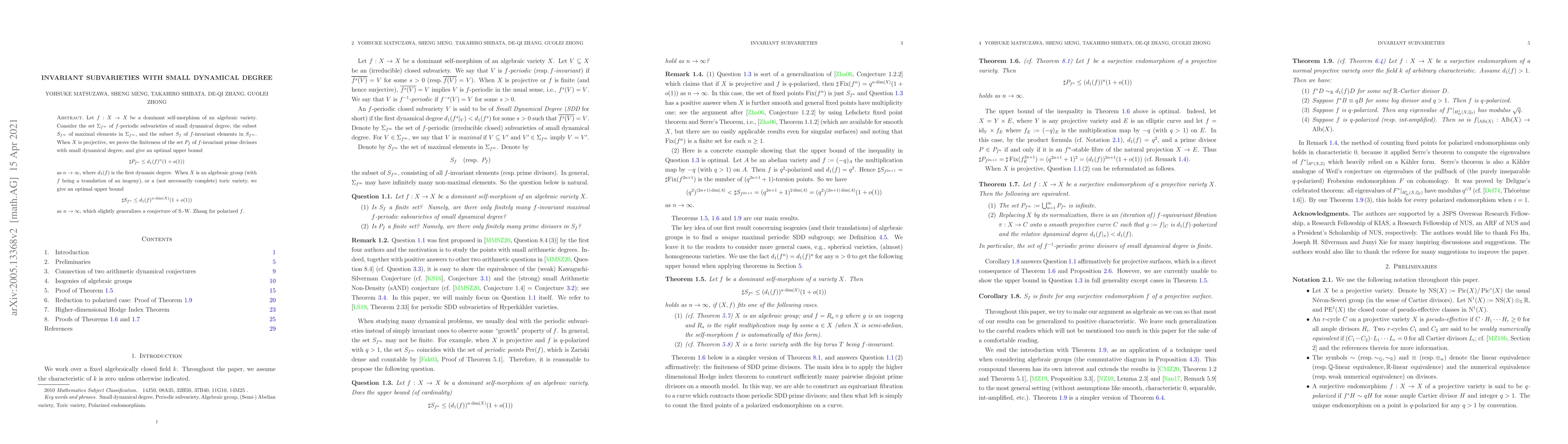 Thumbnail for Invariant subvarieties with small dynamical degree
