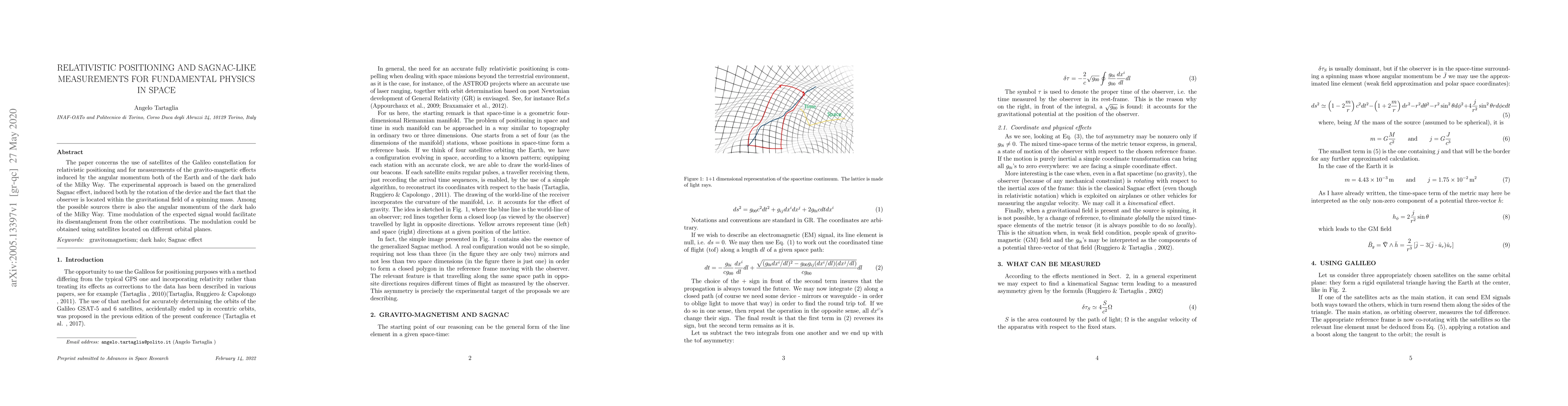 Thumbnail for Relativistic positioning and Sagnac-like measurements for fundamental
  physics in space
